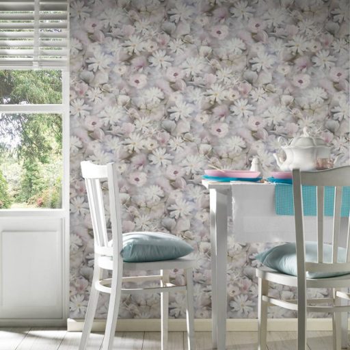 As-Creation PintWalls 38722-3 Natur Virágos álomszép akvarell festésű virágok fehér kék lila szürke zöld tapéta