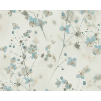   As-Creation PintWalls 38726-2 Natur Virágos álomszép akvarell áttűnő szárak levelek virágok krém szürke kék bézs tapéta