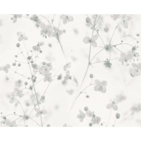 As-Creation PintWalls 38726-3 Natur Virágos álomszép akvarell áttűnő szárak levelek virágok fehér szürke árnyalatok tapéta