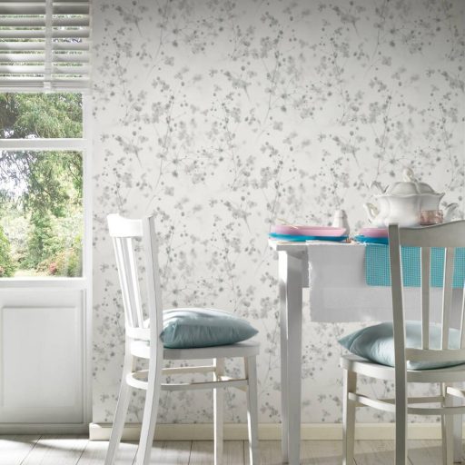 As-Creation PintWalls 38726-3 Natur Virágos álomszép akvarell áttűnő szárak levelek virágok fehér szürke árnyalatok tapéta