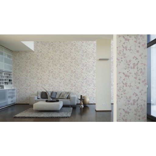 As-Creation PintWalls 38726-4 Natur Virágos álomszép akvarell áttűnő szárak levelek virágok krémfehér rózsaszín szürke tapéta