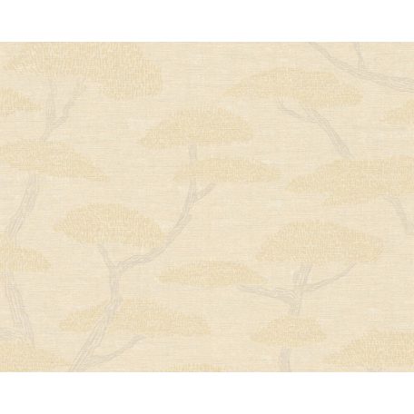 Kecses Bonsai ágak stilizált koronával krém bézs és szürke tónus tapéta