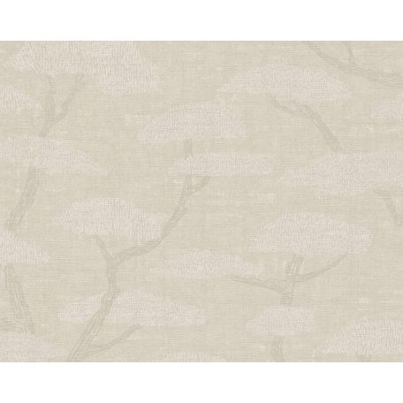 Kecses Bonsai ágak stilizált koronával bézs szürkésbézs és fehérezüst tónus tapéta