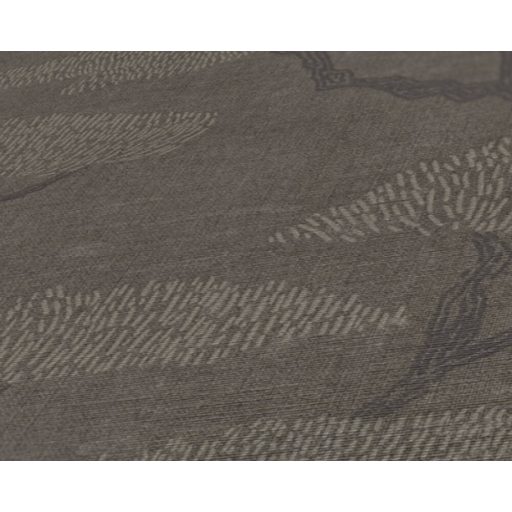 Kecses Bonsai ágak stilizált koronával sötétszürke antracit és szürkésbézs tónus tapéta