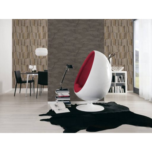 Kecses Bonsai ágak stilizált koronával sötétszürke antracit és szürkésbézs tónus tapéta