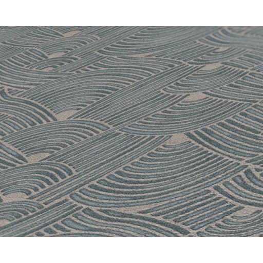 Art Deco játékos grafikai minta kék/zöldeskék és szürkésbézs tónus tapéta