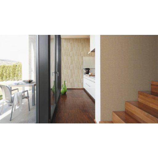 Art Deco játékos grafikai minta aranysárga bézs és ezüstszürke tónus tapéta