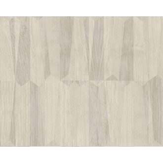   Intarzia jellegű fantáziadús famintázat fényes krém bézs és szürke tónus tapéta