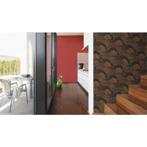 Finom textilstruktúrájú egyszínű minta piros tónus tapéta