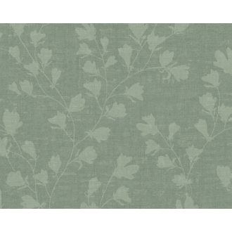   Stilizált virágok karcsú levélágakon zöld és világoszöld tónus tapéta