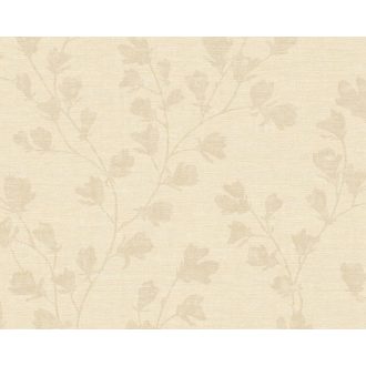   Stilizált virágok karcsú levélágakon bézs és szürkébézs/barna tónus tapéta