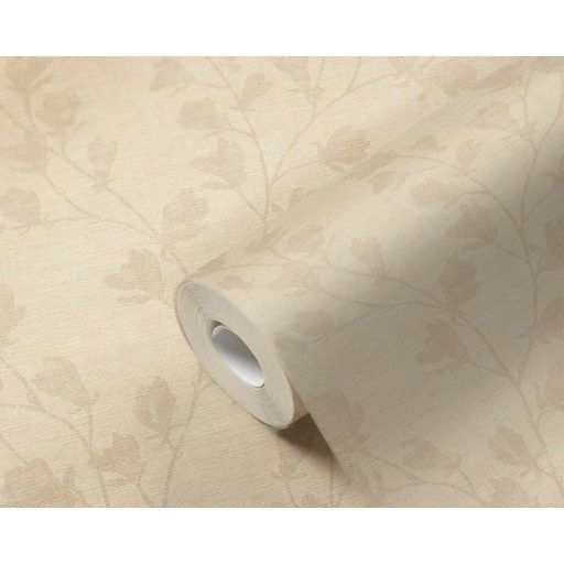 Stilizált virágok karcsú levélágakon bézs és szürkébézs/barna tónus tapéta