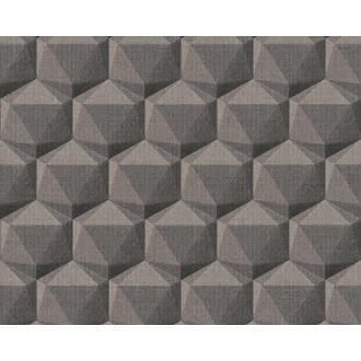   Intenzív háromdimenziós geometrikus minta bézs szürke szürkésbarna és fekete tónus tapéta