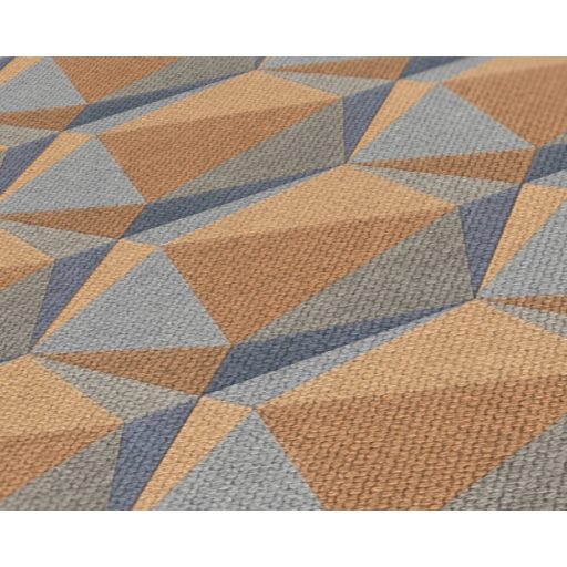 Intenzív háromdimenziós geometrikus minta sárga narancs kék és szürke tónus tapéta