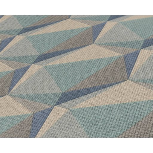 Intenzív háromdimenziós geometrikus minta kék zöld szürke és szürkésbarna tónus tapéta