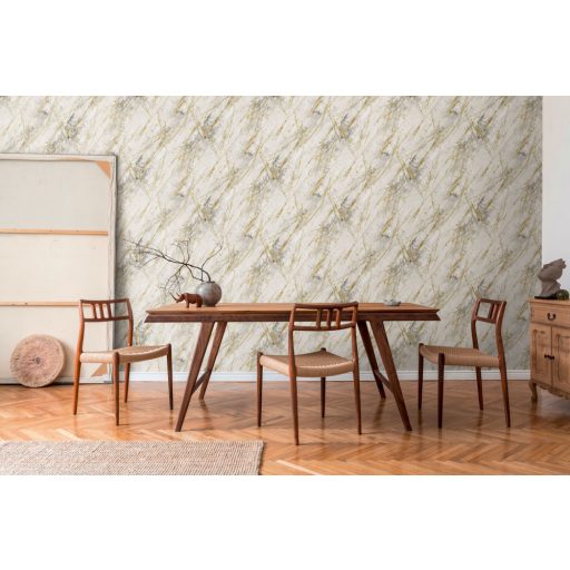 Művészi megjelenésű valósághű márványmintázat szürkésfehér és szürke tónusok arany finom fény tapéta