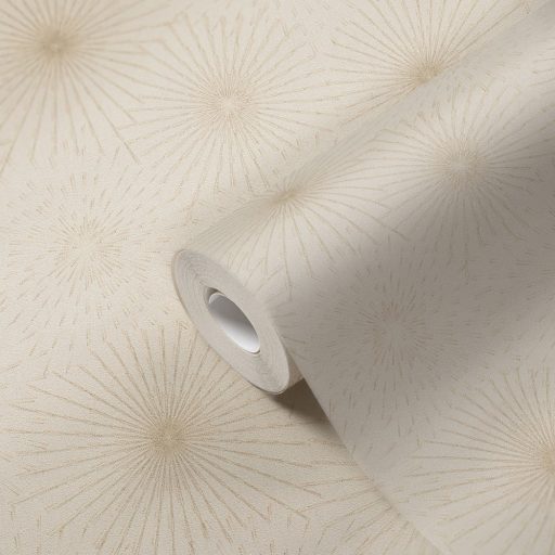 Valóságos tüzijáték - csillagokra emlékeztető absztrakt körminta krém bézs tónus finom mintafény tapéta