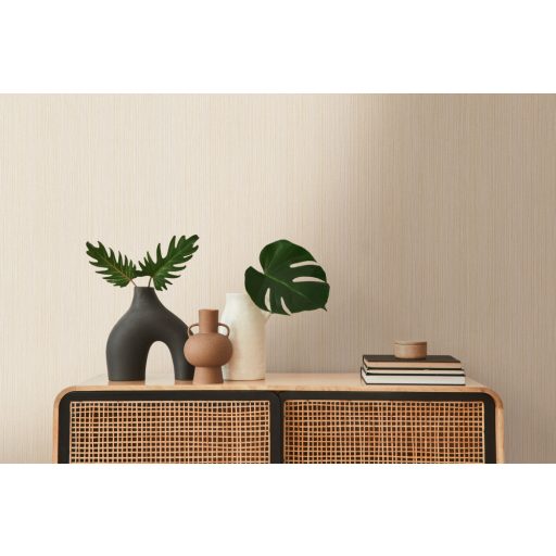 Textil hatású struktúrált finom vonalminta bézs és világosbarna arany finom mintafény tapéta