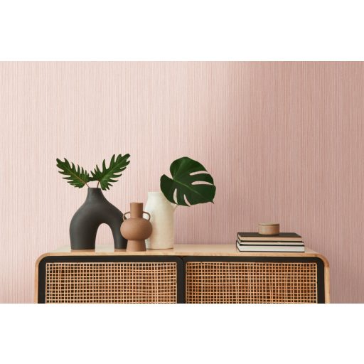 Textil hatású struktúrált finom vonalminta rózsaszín és piros tónus finom mintafény tapéta