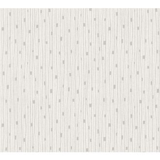   Kissé szabálytalan grafikus vonalminta fehér és ezüstszürke tónusok fénylő mintafelület tapéta