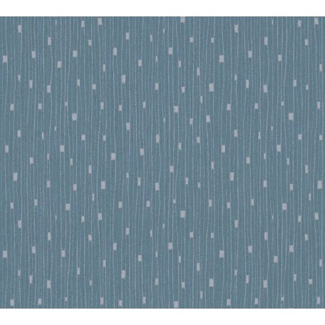 Kissé szabálytalan grafikus vonalminta kék/szürkéskék és ezüstszürke tónusok fénylő mintafelület tapéta