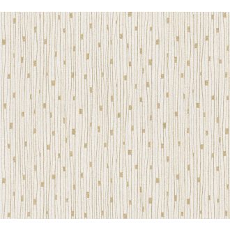   Kissé szabálytalan grafikus vonalminta krém és arany tónusok fénylő mintafelület tapéta