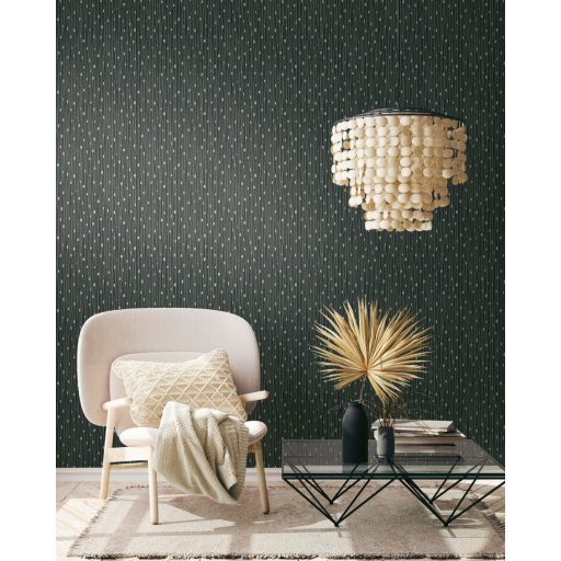 Kissé szabálytalan grafikus vonalminta fekete és arany tónusok fénylő mintafelület tapéta