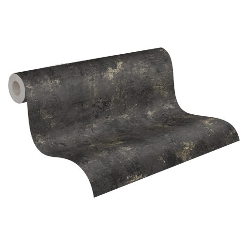 Konkrét beton megjelenítés strukturált minta sötétszürke és antracit tónusok fénylő bézsarany tapéta