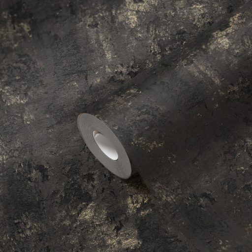 Konkrét beton megjelenítés strukturált minta sötétszürke és antracit tónusok fénylő bézsarany tapéta
