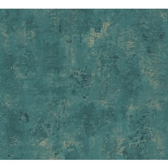   Konkrét beton megjelenítés strukturált minta sötét/petrolzöld és fekete tónusok fénylő arany tapéta