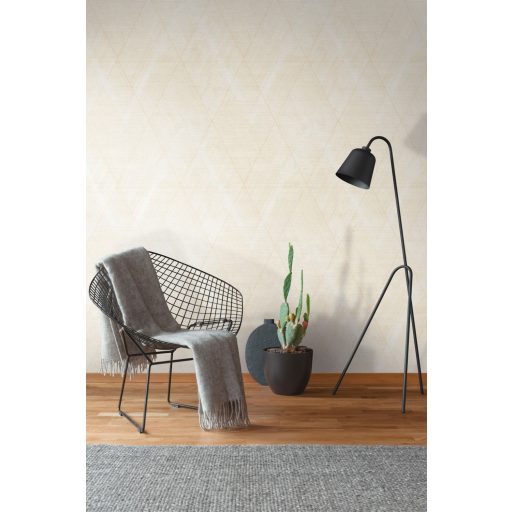 Izgalmas textúrájú nagyformátumú grafikus rombuszminta krém és világosbézs tónusok arany enyhe fény tapéta