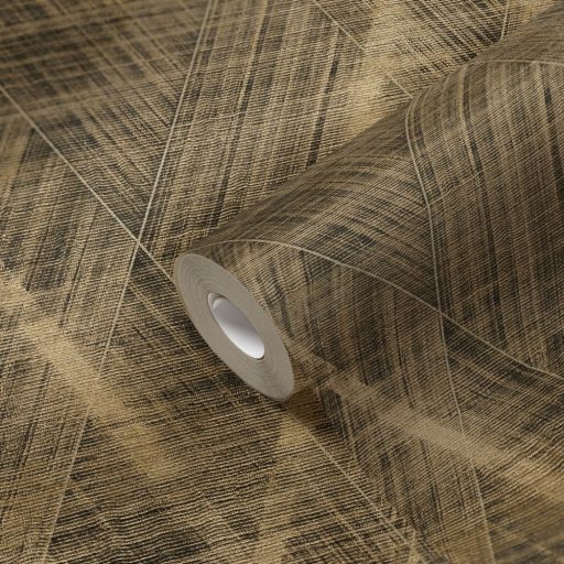 Izgalmas textúrájú nagyformátumú grafikus rombuszminta sötétbarna/fekete tónusok arany enyhe fény tapéta