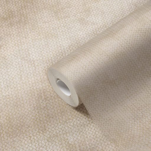 Apró rombuszok grafikus mintája bézs és világosbarna tónusok arany enyhe mintafény tapéta