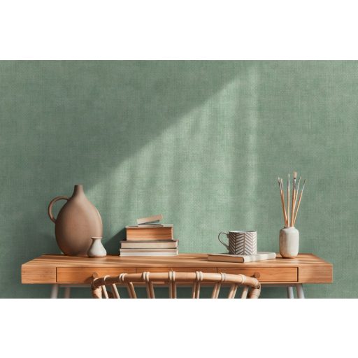 Apró rombuszok grafikus mintája zöld tónusok ezüst enyhe mintafény tapéta