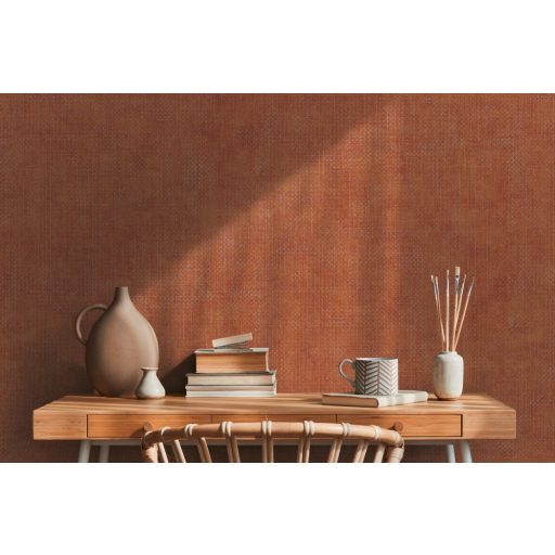 Apró rombuszok grafikus mintája narancs/terrakotta tónusok ezüst enyhe mintafény tapéta