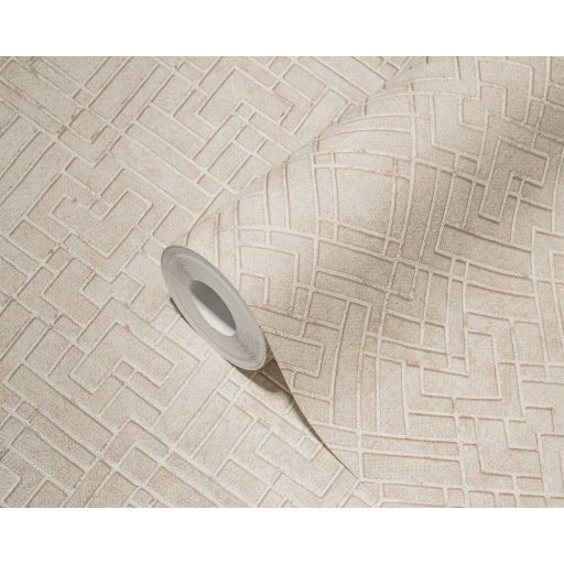 Intuitív és intenzív - Bécs által inspirált - grafikus design bézs szürkésbézs és fémes ezüst mintarajzolat tapéta