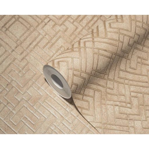 Intuitív és intenzív - Bécs által inspirált - grafikus design bézs aranysárga és fémes arany mintarajzolat tapéta