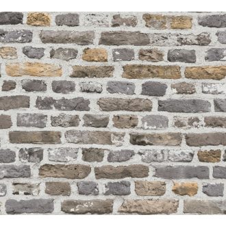   Autentikus kopott téglafal világosszürke szürke és sárgásbarna tónusok tapéta