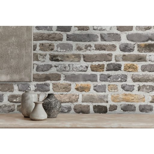 Autentikus kopott téglafal világosszürke szürke és sárgásbarna tónusok tapéta