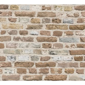   Autentikus kopott téglafal bézs barna szürke fehér és szürkéskék tónusok tapéta