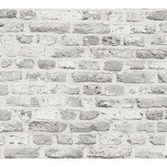   Autentikus kopott téglafal fehér világosszürke és szürke tónusok tapéta