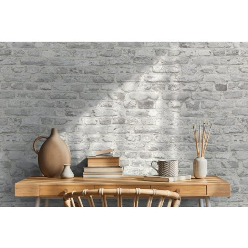 Autentikus kopott téglafal fehér világosszürke és szürke tónusok tapéta