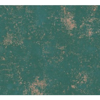   Strukturált koptatott vakolathatású minta zöld tónus arany fémes mintafény tapéta