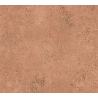   Strukturált koptatott vakolathatású minta terrakotta tónus réz fémes mintafény tapéta