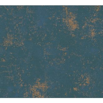  Strukturált koptatott vakolathatású minta petrolkék tónus bronz fémes mintafény tapéta