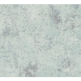   Strukturált koptatott vakolathatású minta mentazöld tónus ezüst fémes mintafény tapéta