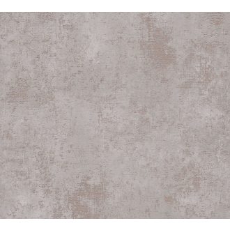   Strukturált koptatott vakolathatású minta szürke tónus roségold/réz fémes mintafény tapéta