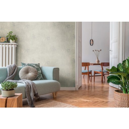 Strukturált koptatott vakolathatású minta krém/krémszürke tónus ezüst fémes mintafény tapéta