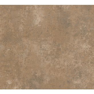   Strukturált koptatott vakolathatású minta barna tónus bronz fémes mintafény tapéta