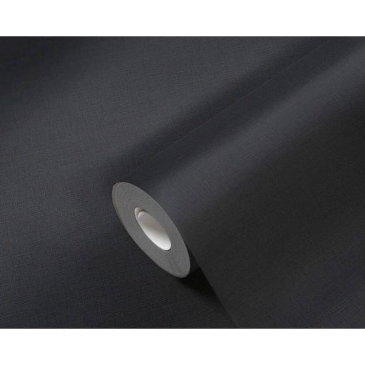 Természetes hatású textil struktúrájú minta antracit/fekete tónus tapéta